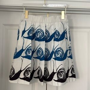 Anthropologie Maeve Swirled Snail Skirt White Blue Black Mini Size XS P. NWT.